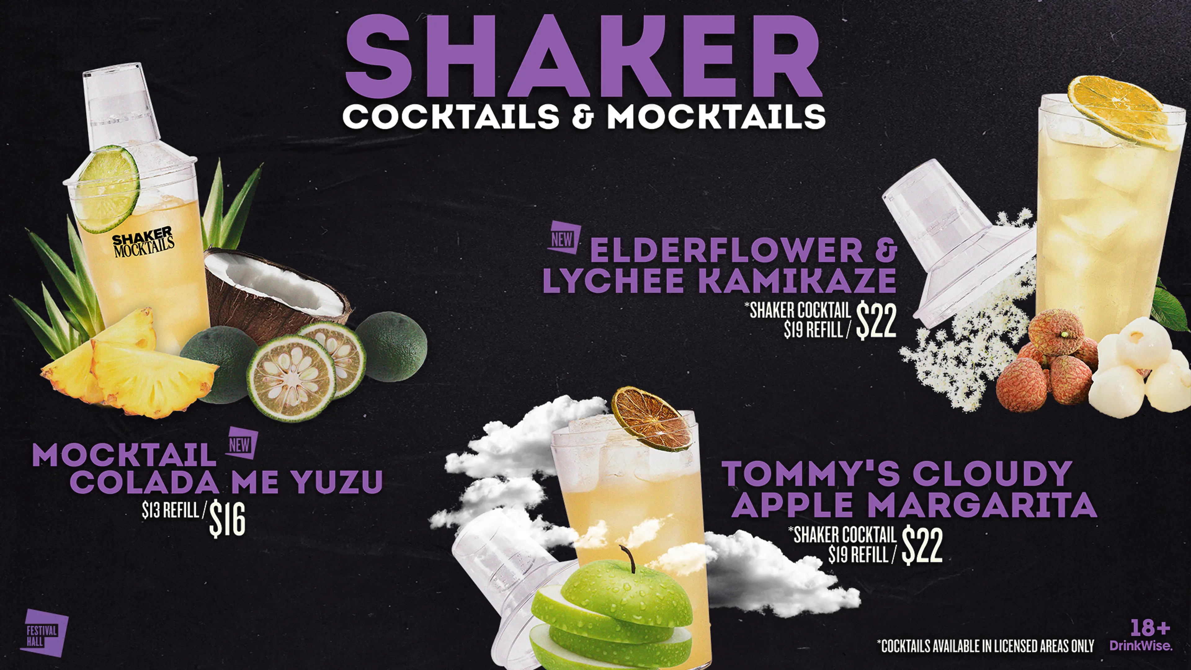 Festival Hall Shaker Cocktail and Mocktail