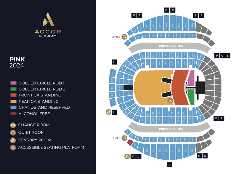 Accor Stadium P!NK Map