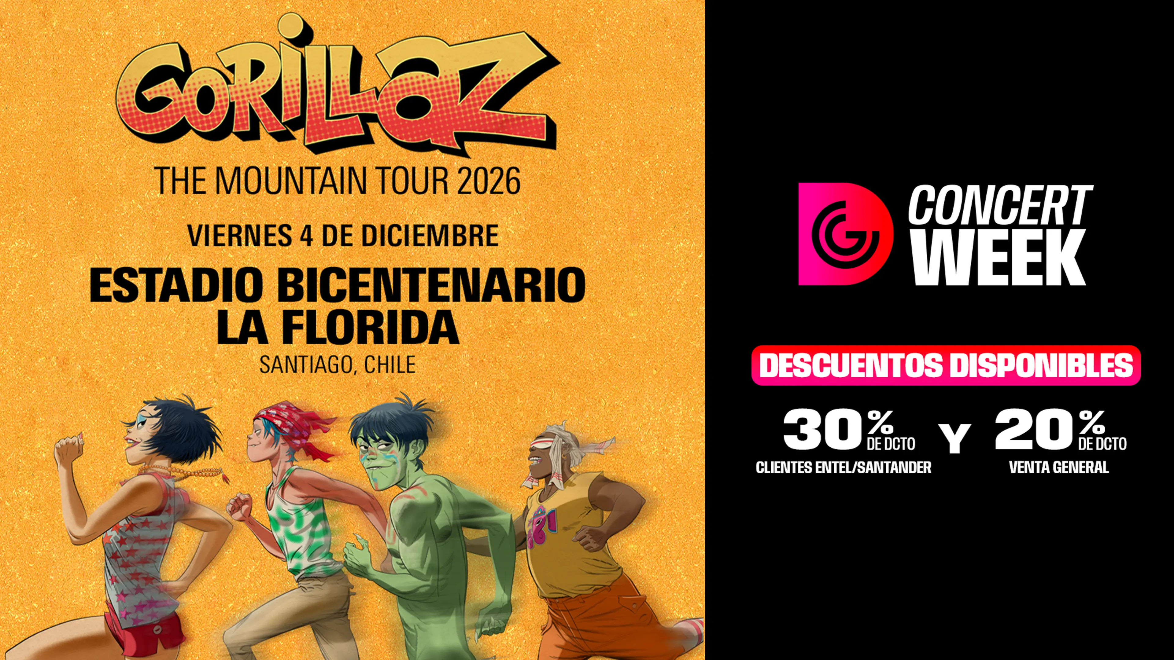 Conoce los descuentos que Concert Week tiene para ti Gorillaz