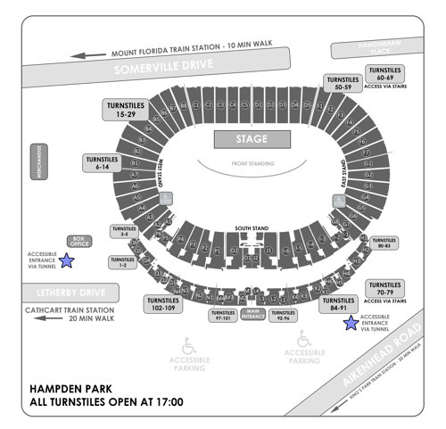Site map for Calvin Harris at Hampden Park Stadium