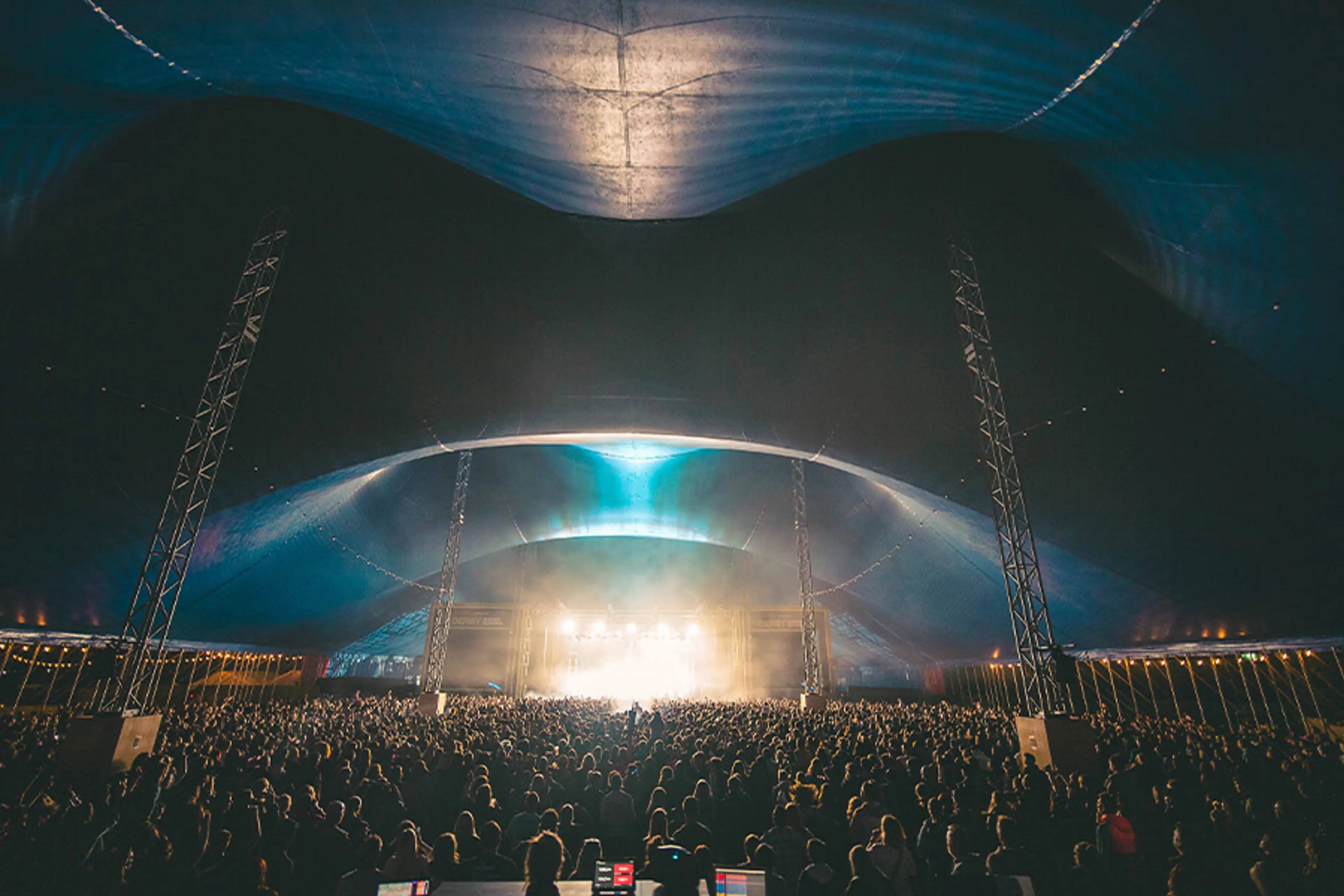 Inside the big top tent