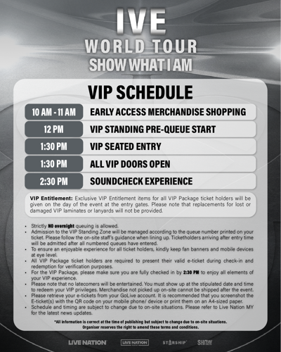IVE VIP SCHEDULE