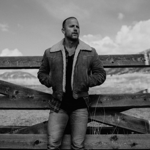 Black and white image of artist Kip Moore