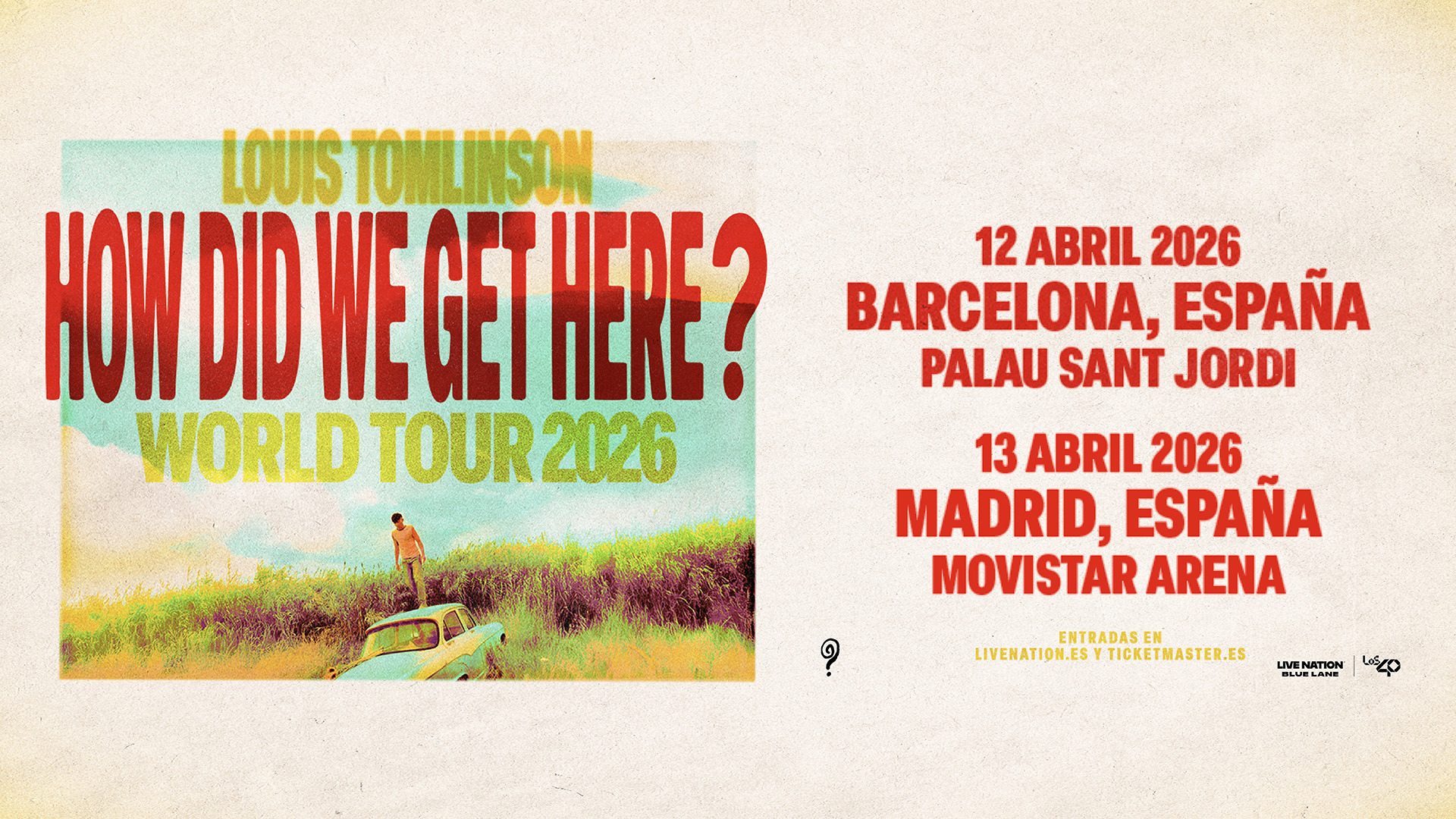 Louis Tomlinson concierto en España en abril de 2026 en Madrid y Barcelona