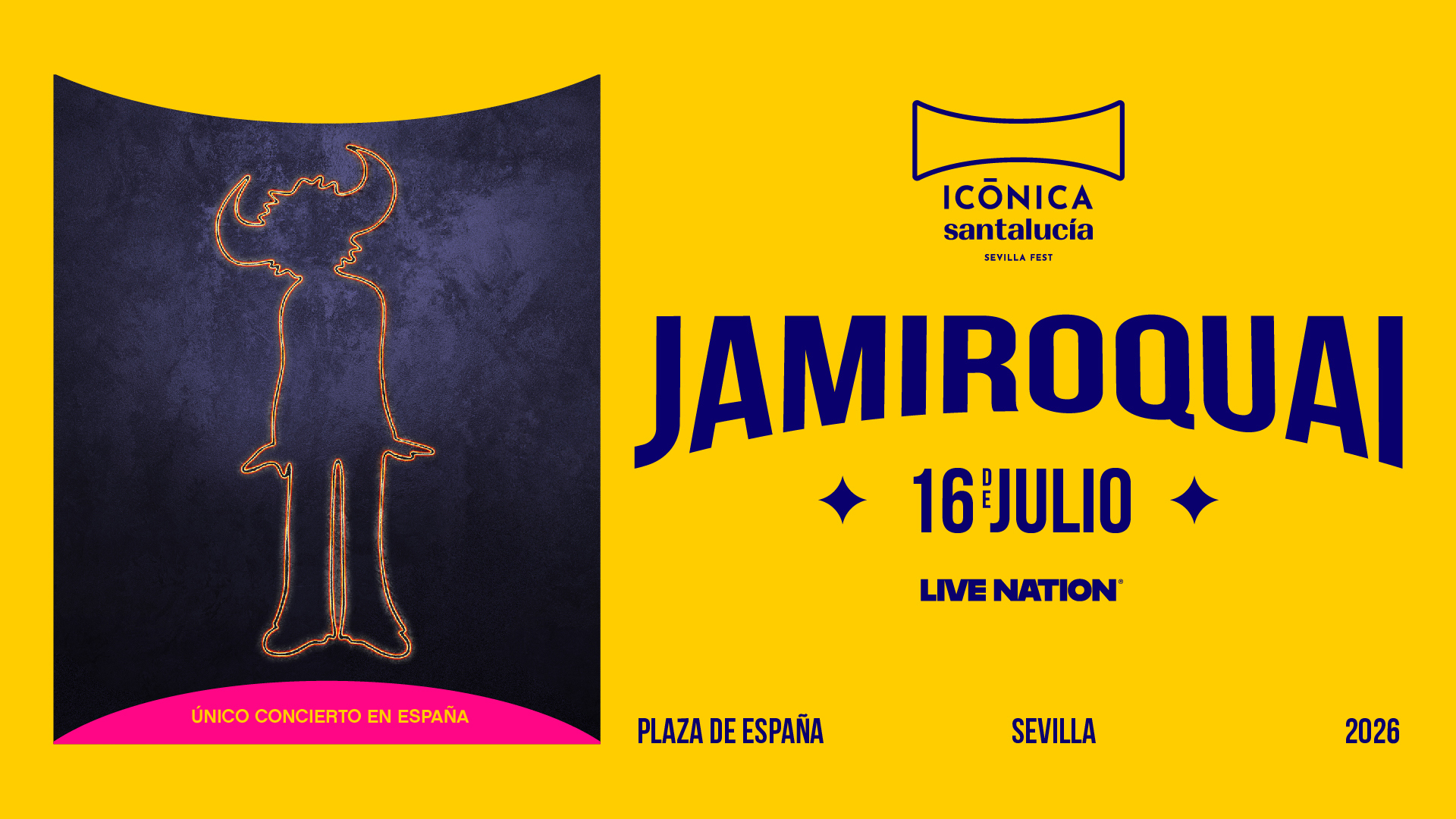 Cartel pedir pase de prensa para Jamiroquai en Icónica Santalucía Sevilla Fest