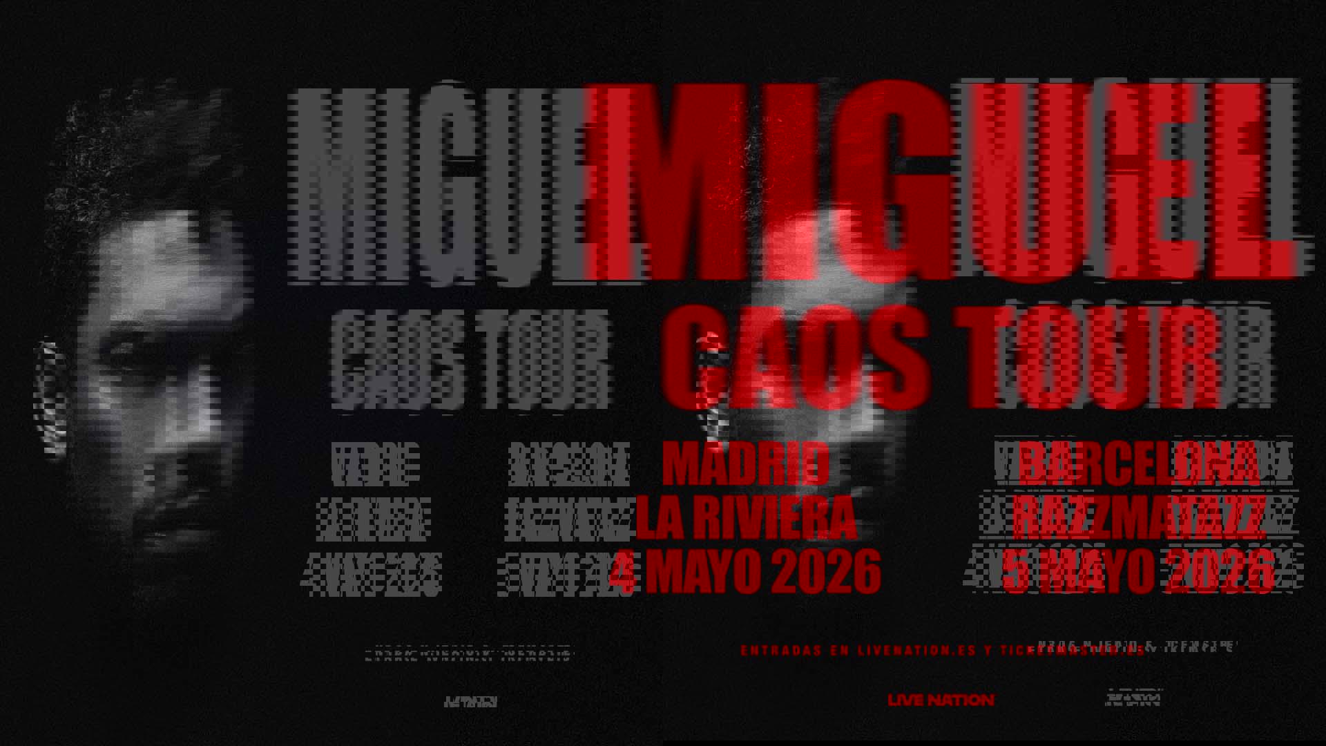 Miguel dará dos conciertos en España en mayo de 2026, en Madrid y Barcelona. Solicitar acreditaciones de prensa