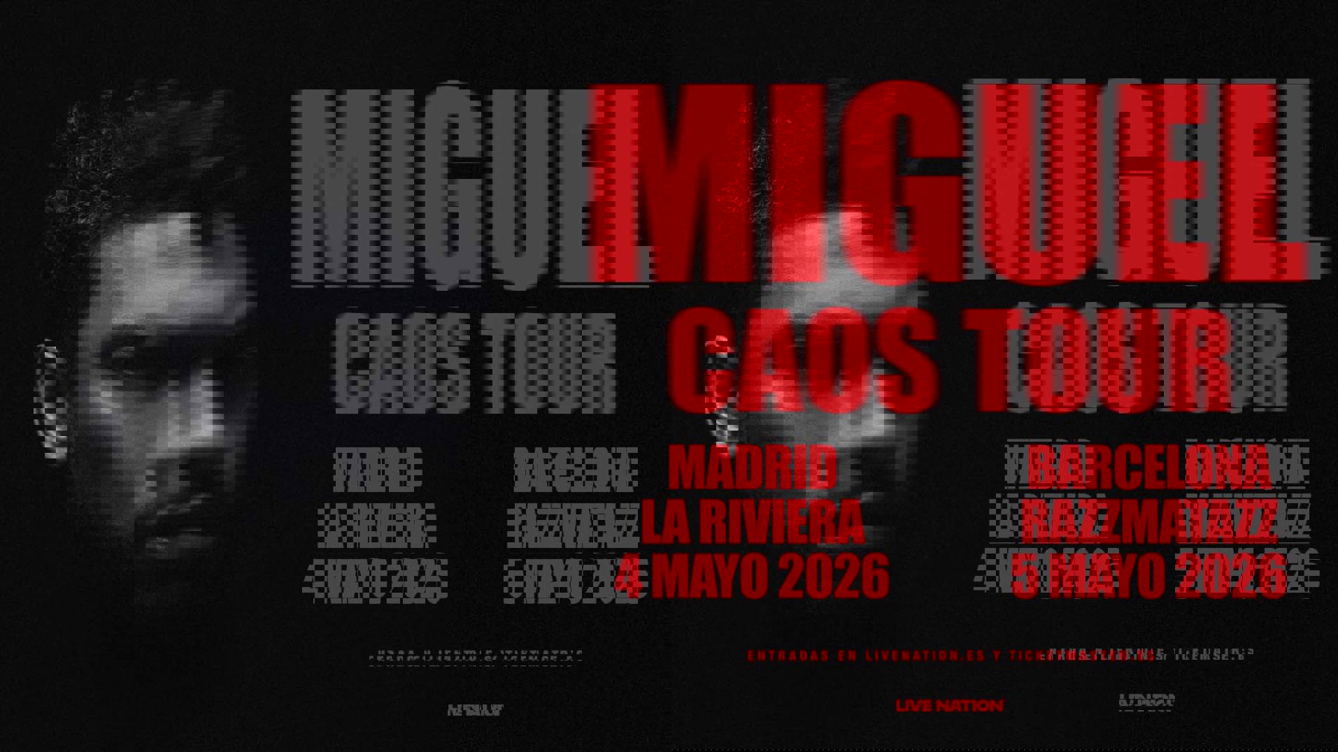 Miguel dará dos conciertos en España en mayo de 2026, en Madrid y Barcelona. Solicitar acreditaciones de prensa.