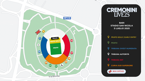 Cremonini mappa stadio san Nicola