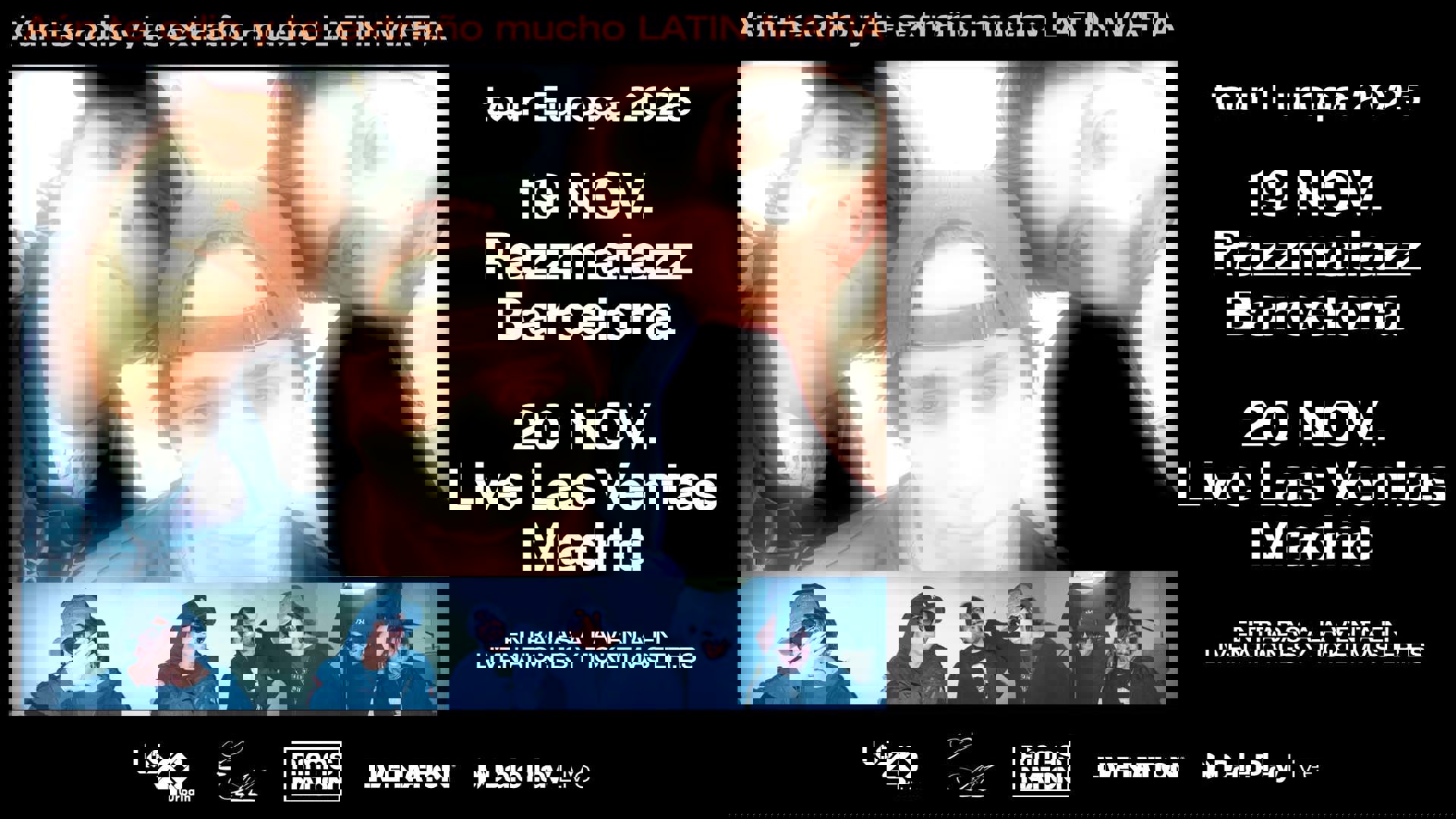 Cartel de la gira de Latin Mafia en España el próximo noviembre comprar entradas