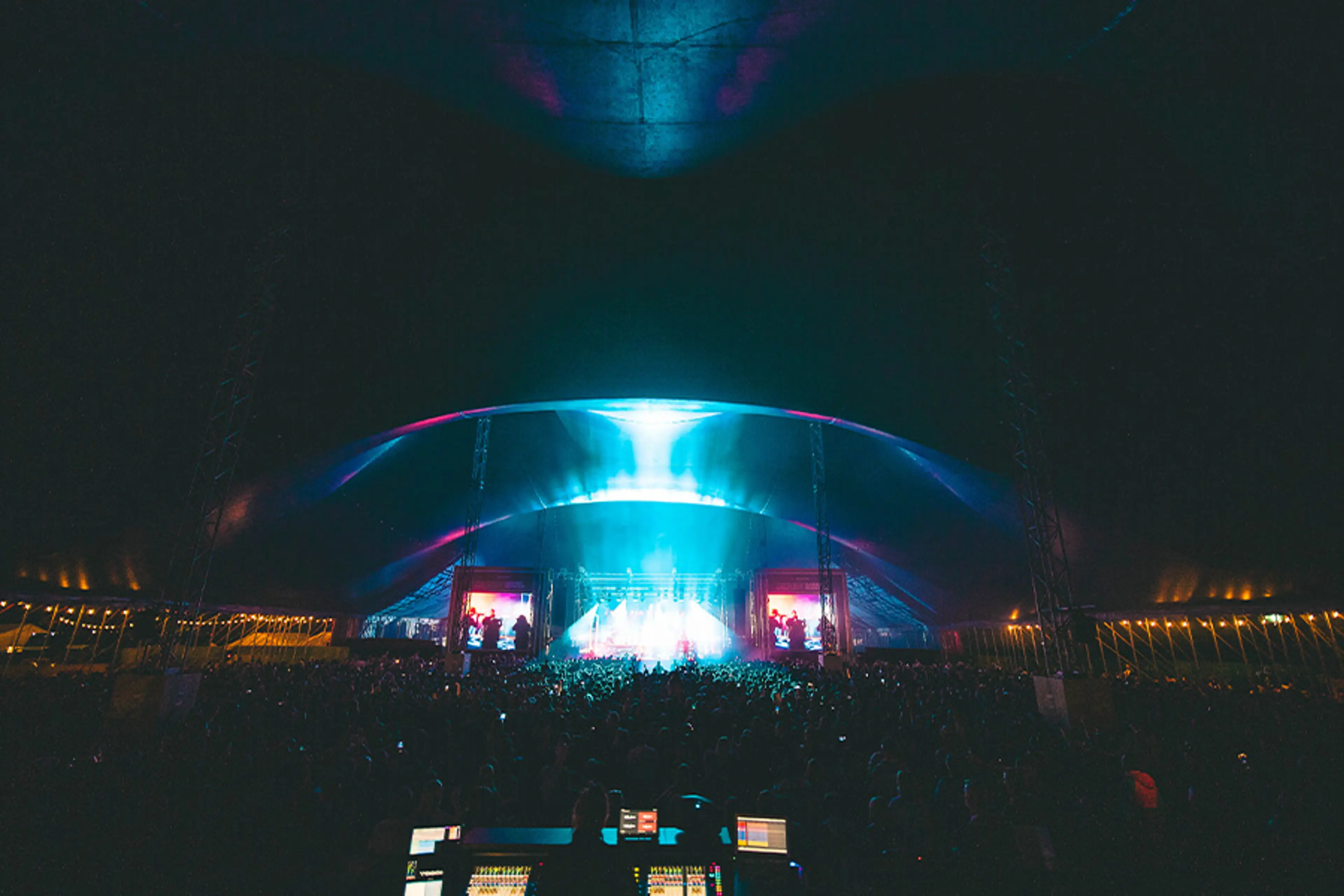 Inside the big top tent