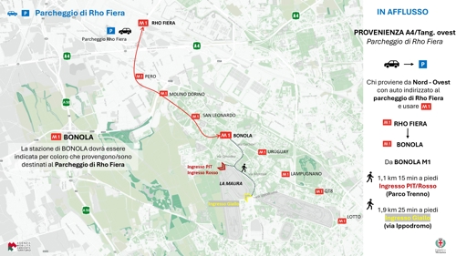 Parcheggio Rho Fiera afflusso