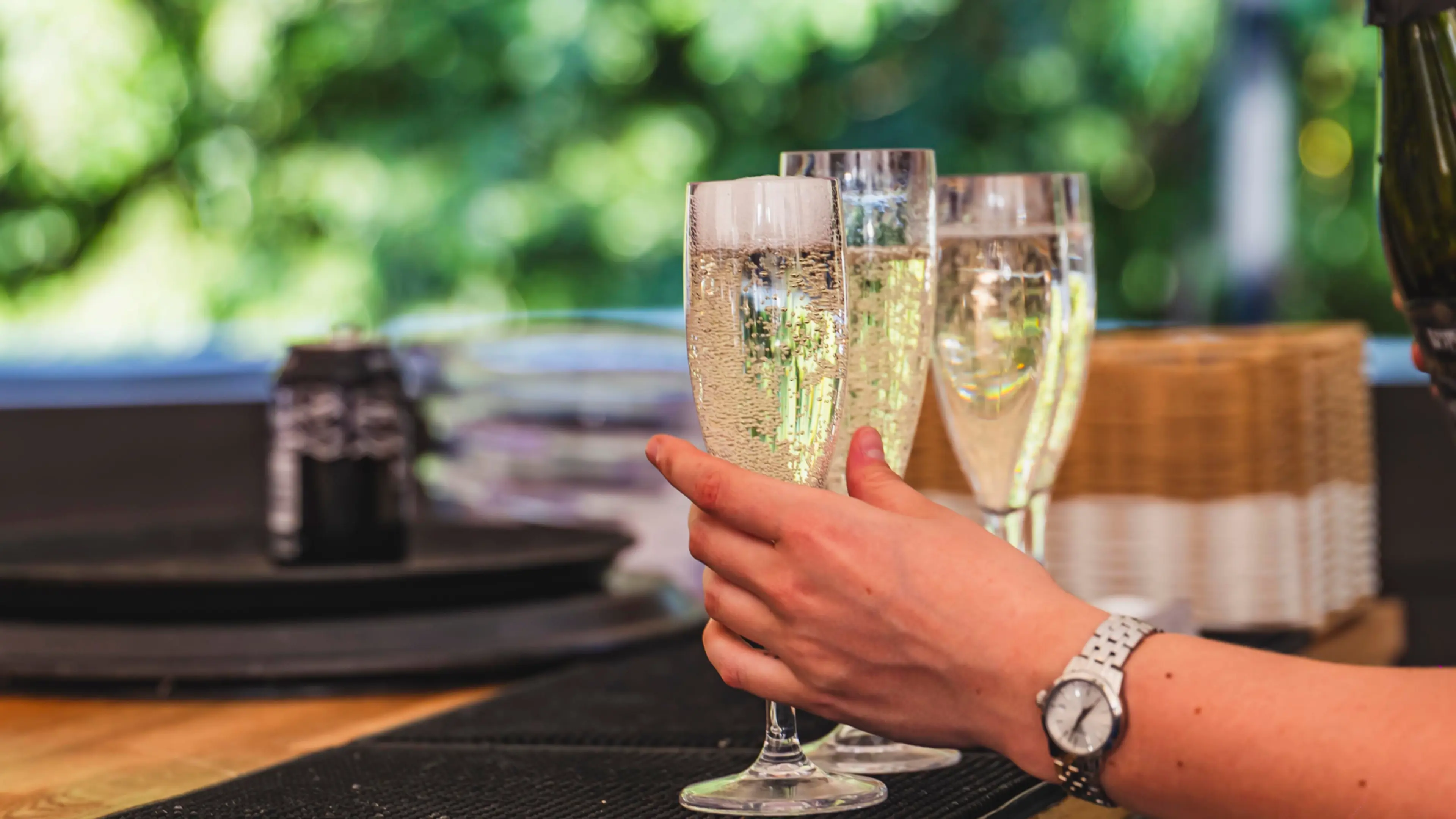 Three glasses of prosecco