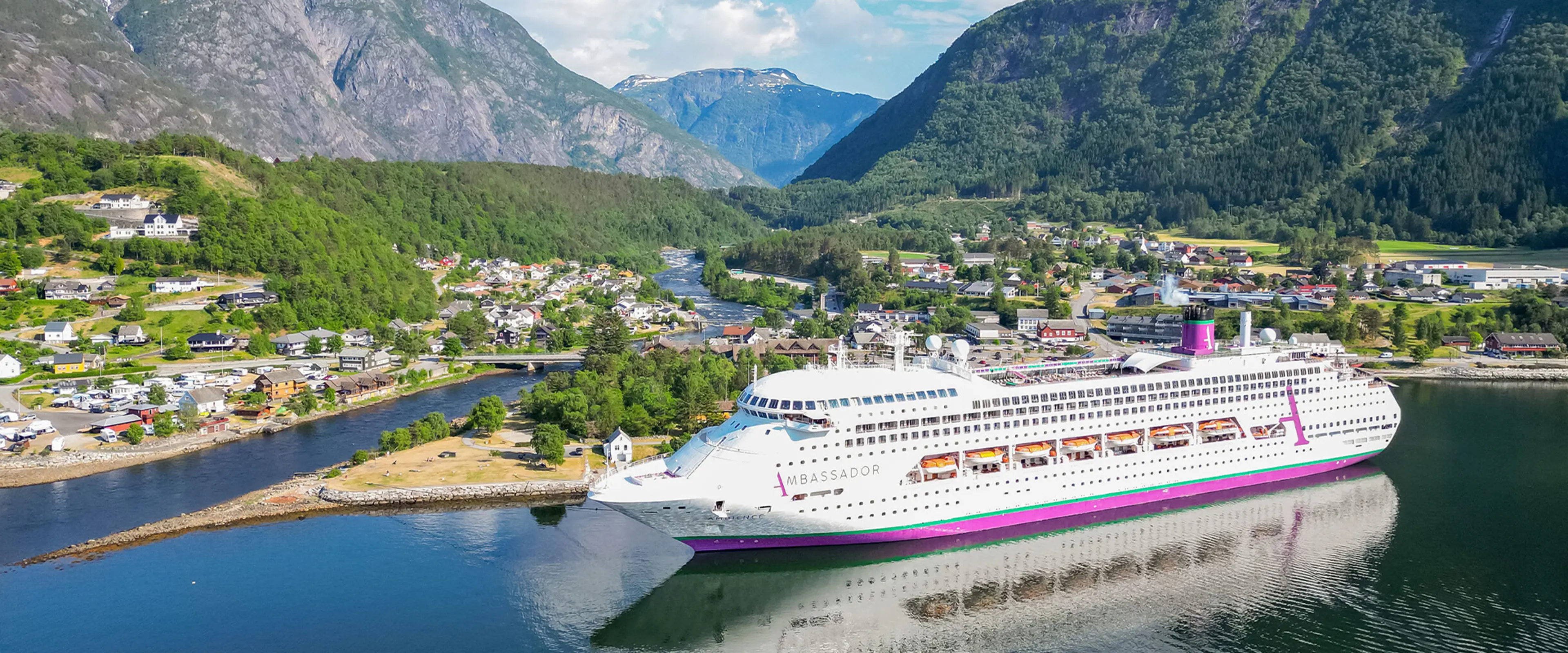 Cruise Ship with hills in the background 