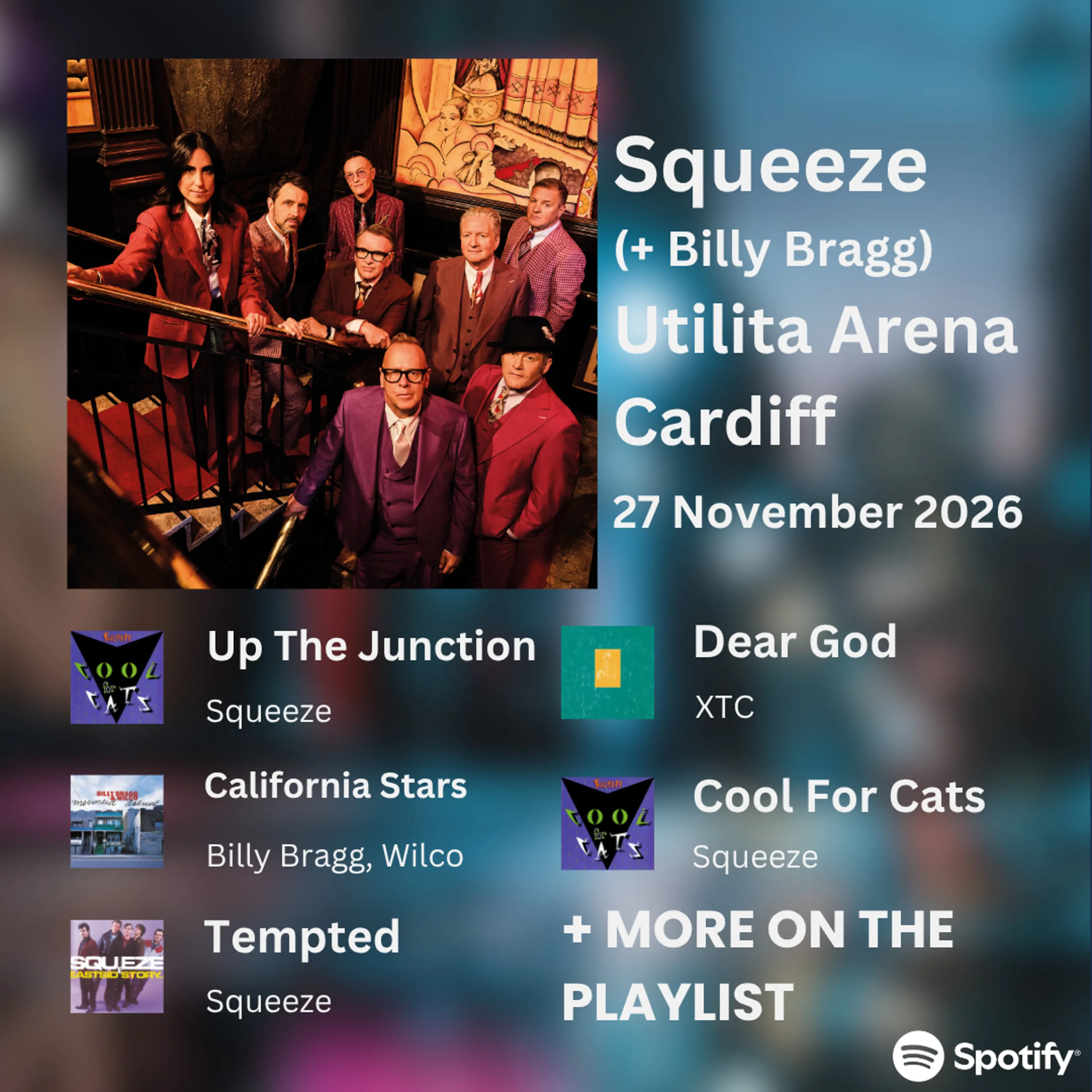 Utilita Arena Cardiff's Squeeze + Billy Bragg Spotify Playlist.