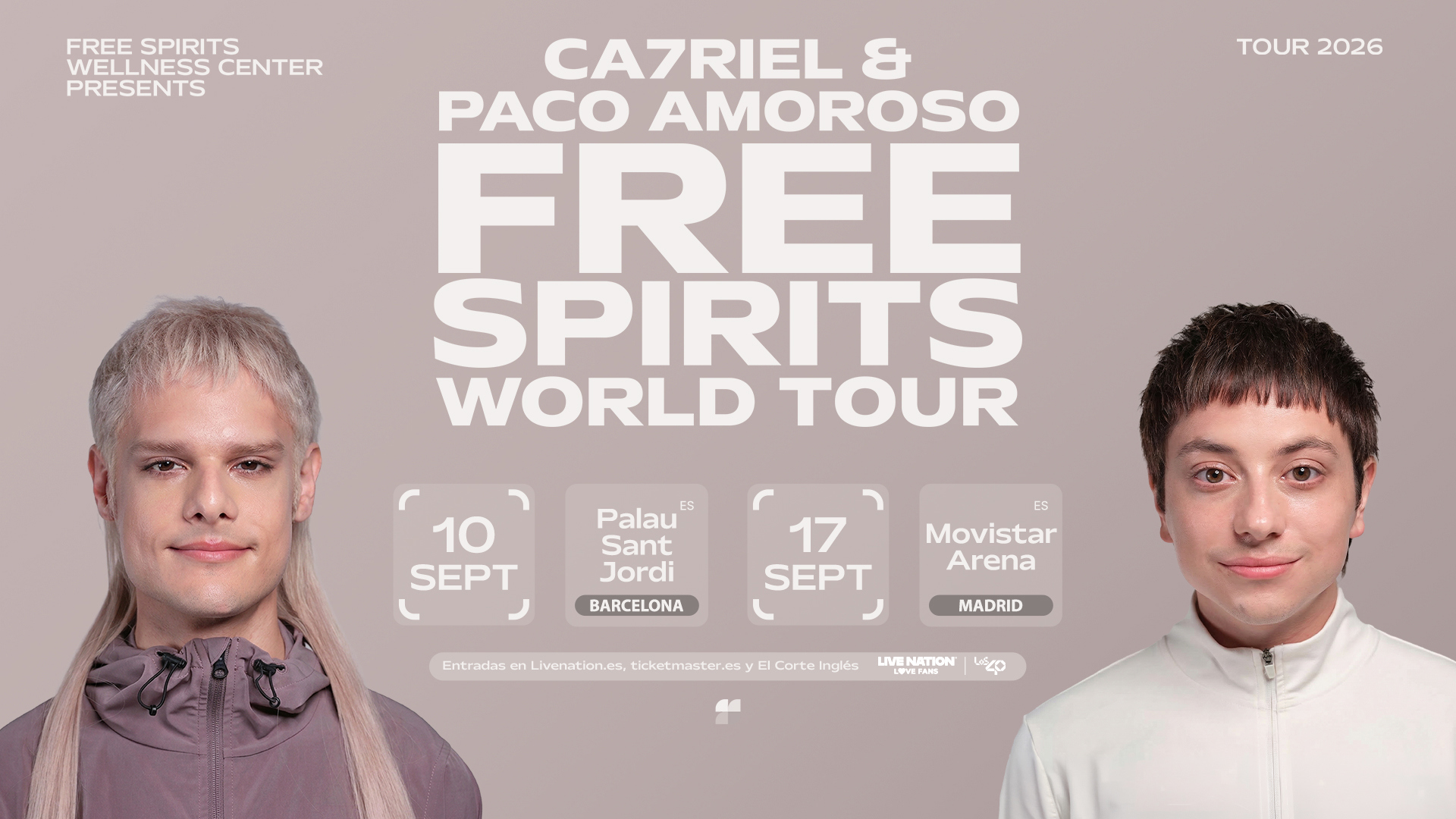 Catriel Ca7riel y paco amoroso entradas para su concierto en el Movistar Arena de Madrid y palau sant jordi barcelona en 2026