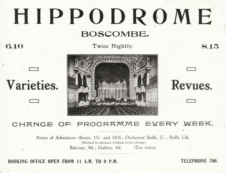 Boscombe Hippodrome venue advertisement