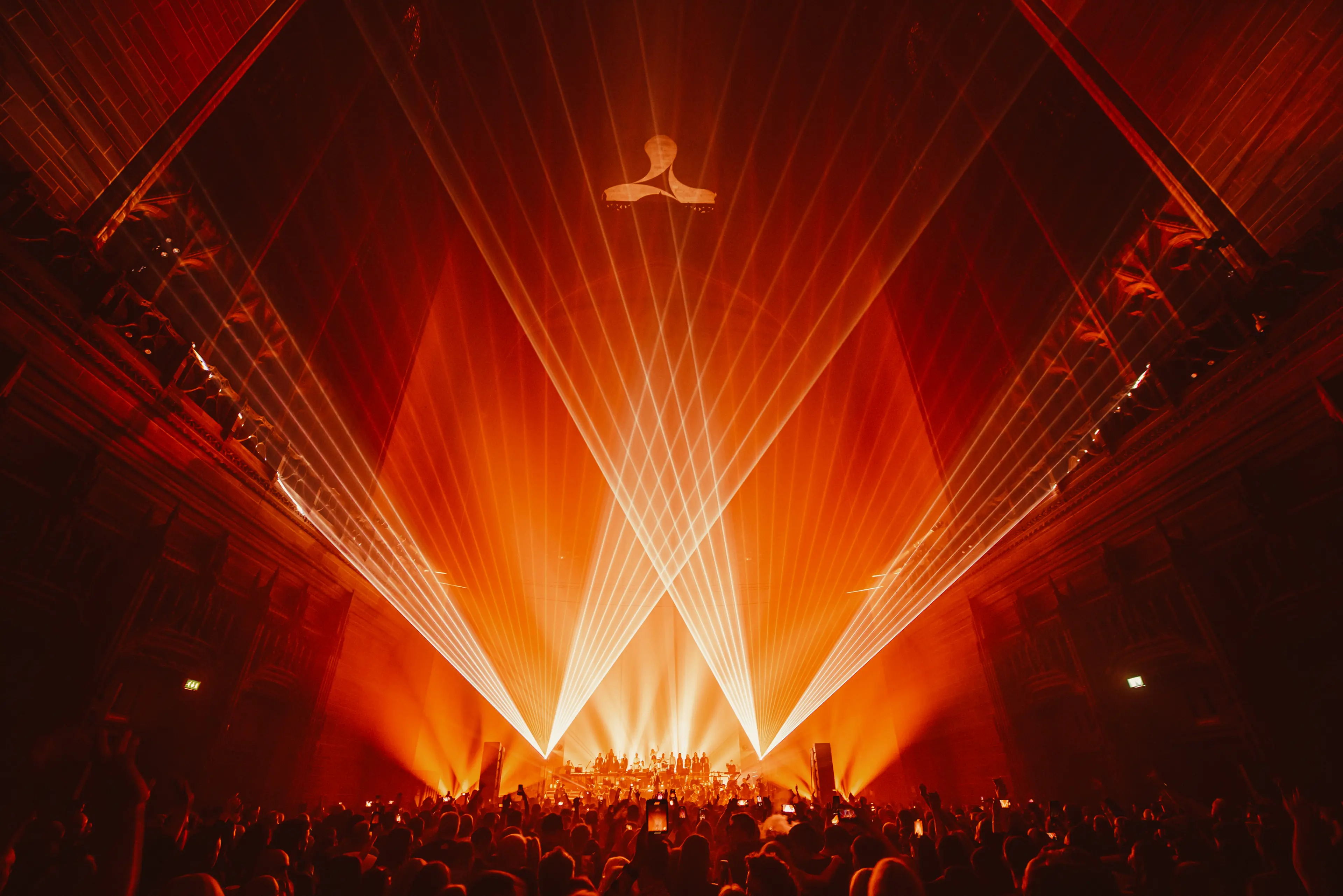 INTERNAL OF LIVERPOOL CATHEDRAL WITH SFX AND AN ORANGE GLOW LIGHTING AREA