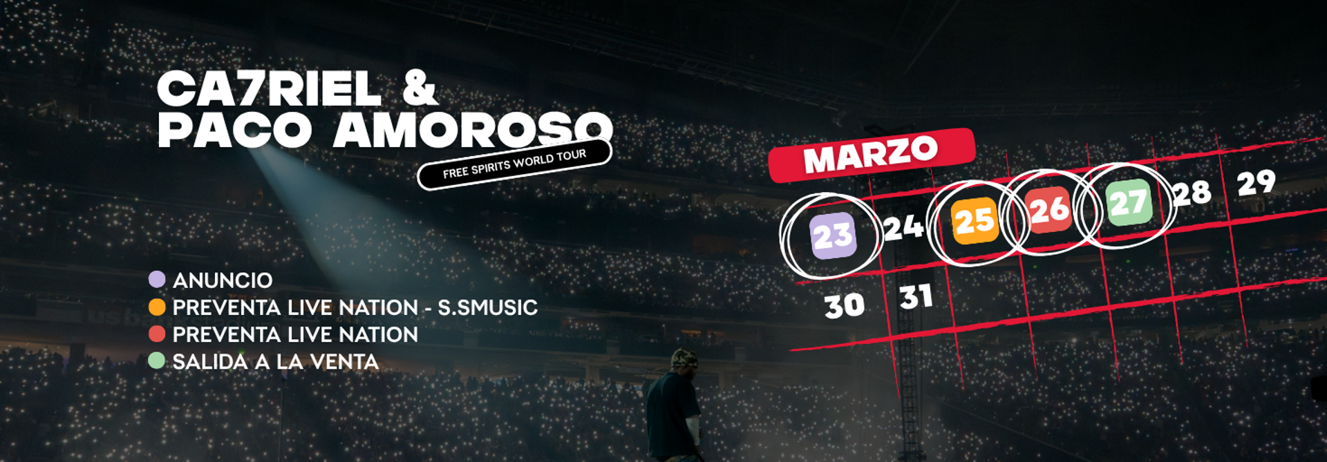 Catriel Ca7riel y paco amoroso entradas para su concierto en el Movistar Arena de Madrid y palau sant jordi barcelona en 2026