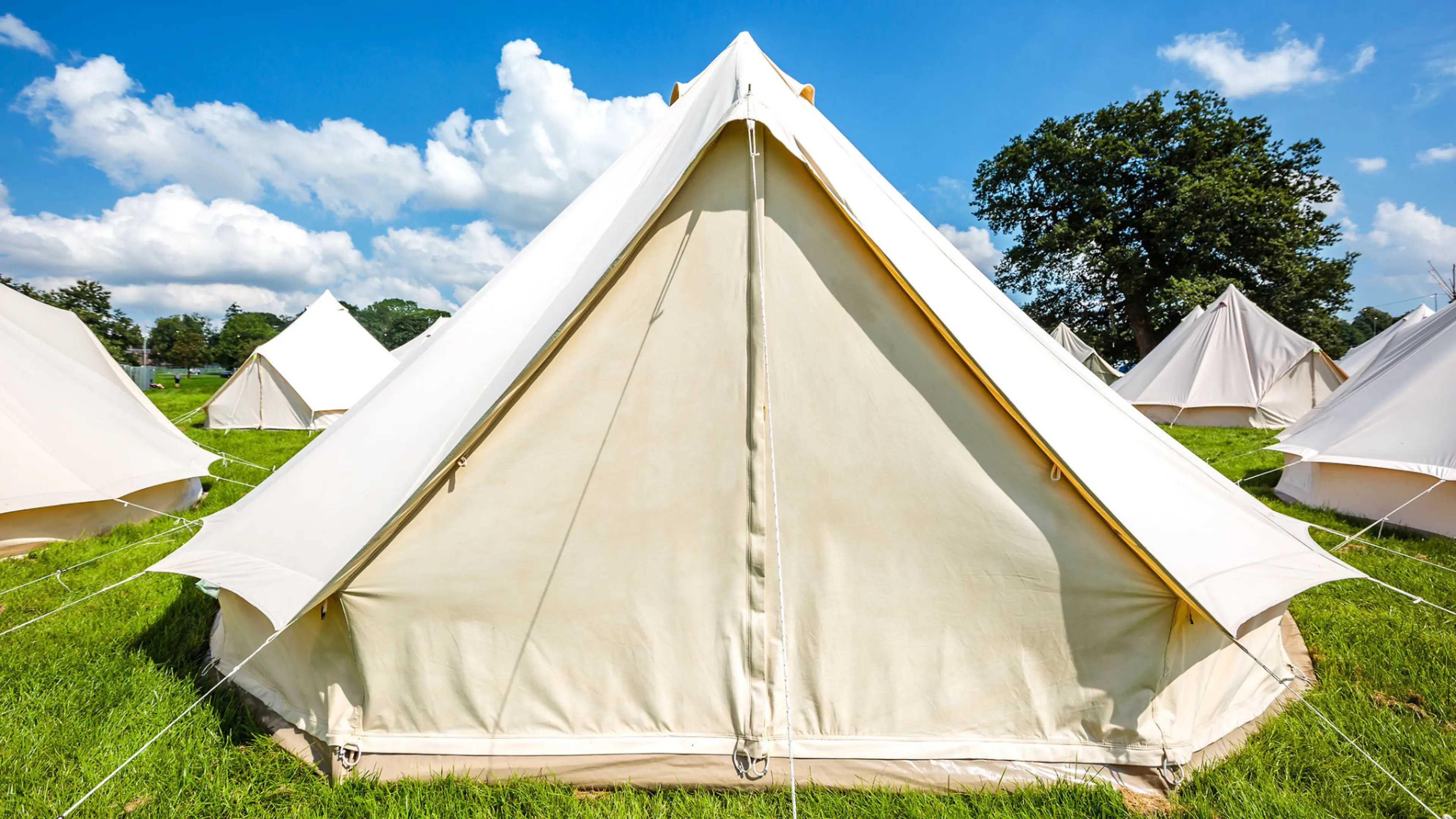 A bell tent in a field