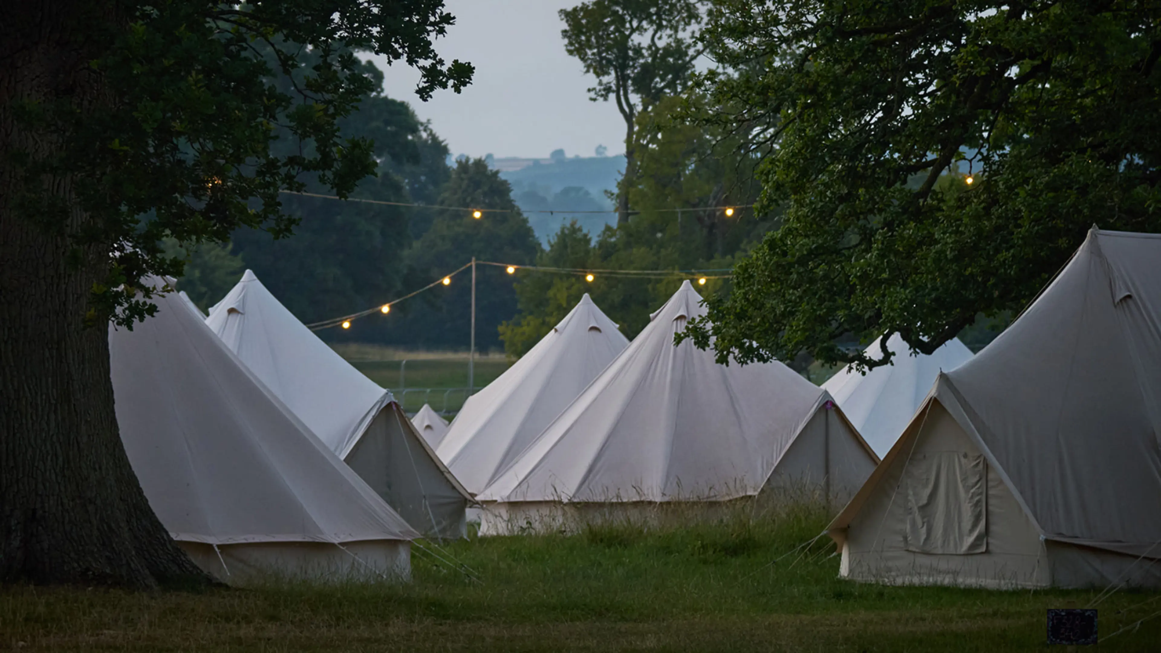 Bell tents in a field