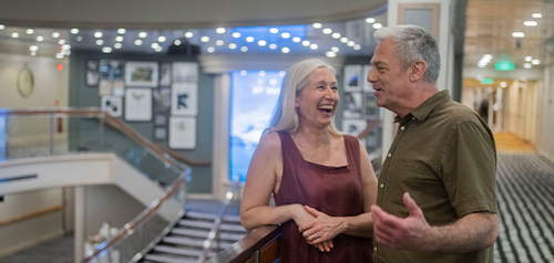 A couple enjoying the facilities on board