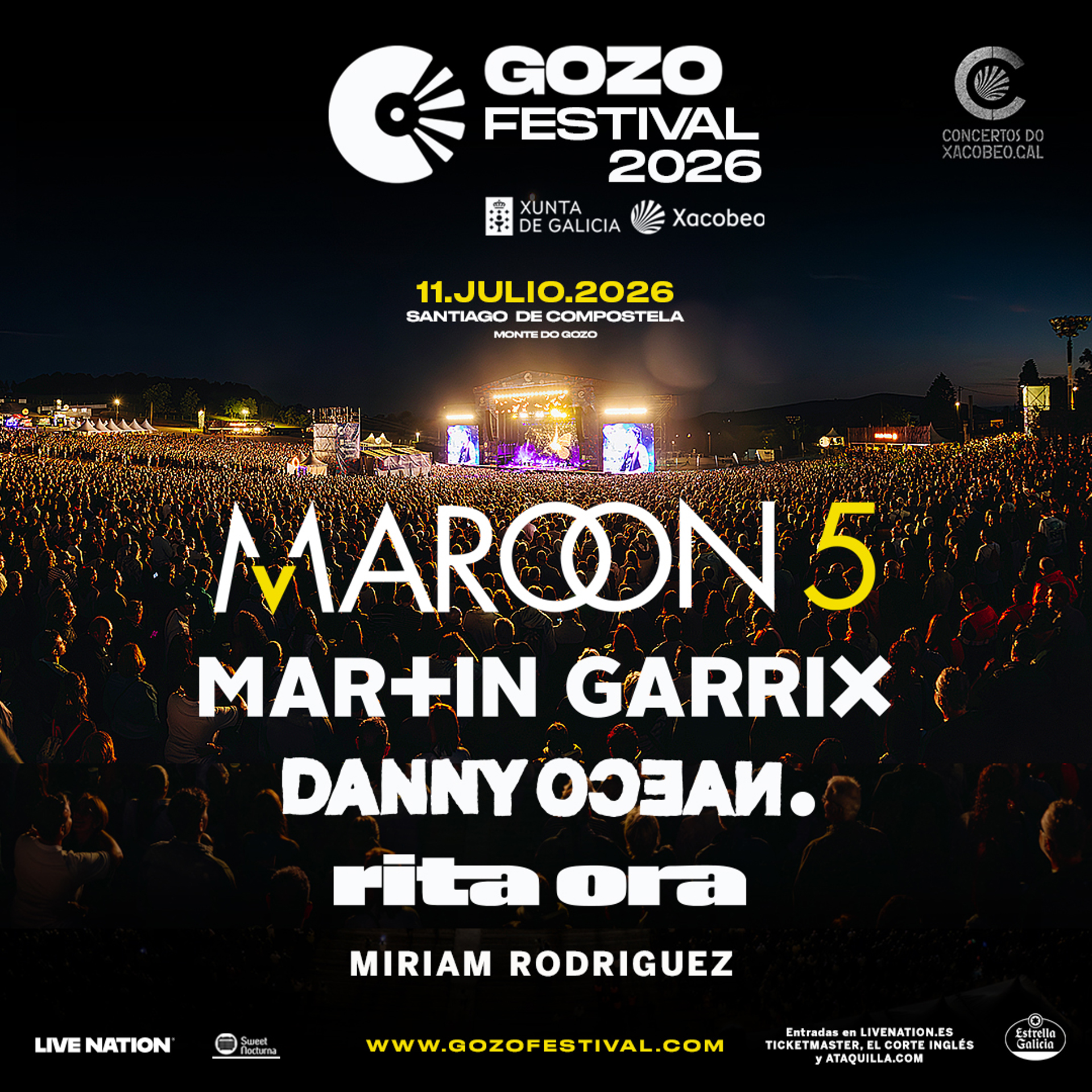 O Gozo Festival 2026 con MArtin Garrix, Rita Ora, Maroon 5, Miriam Rodríguez, Danny Ocean