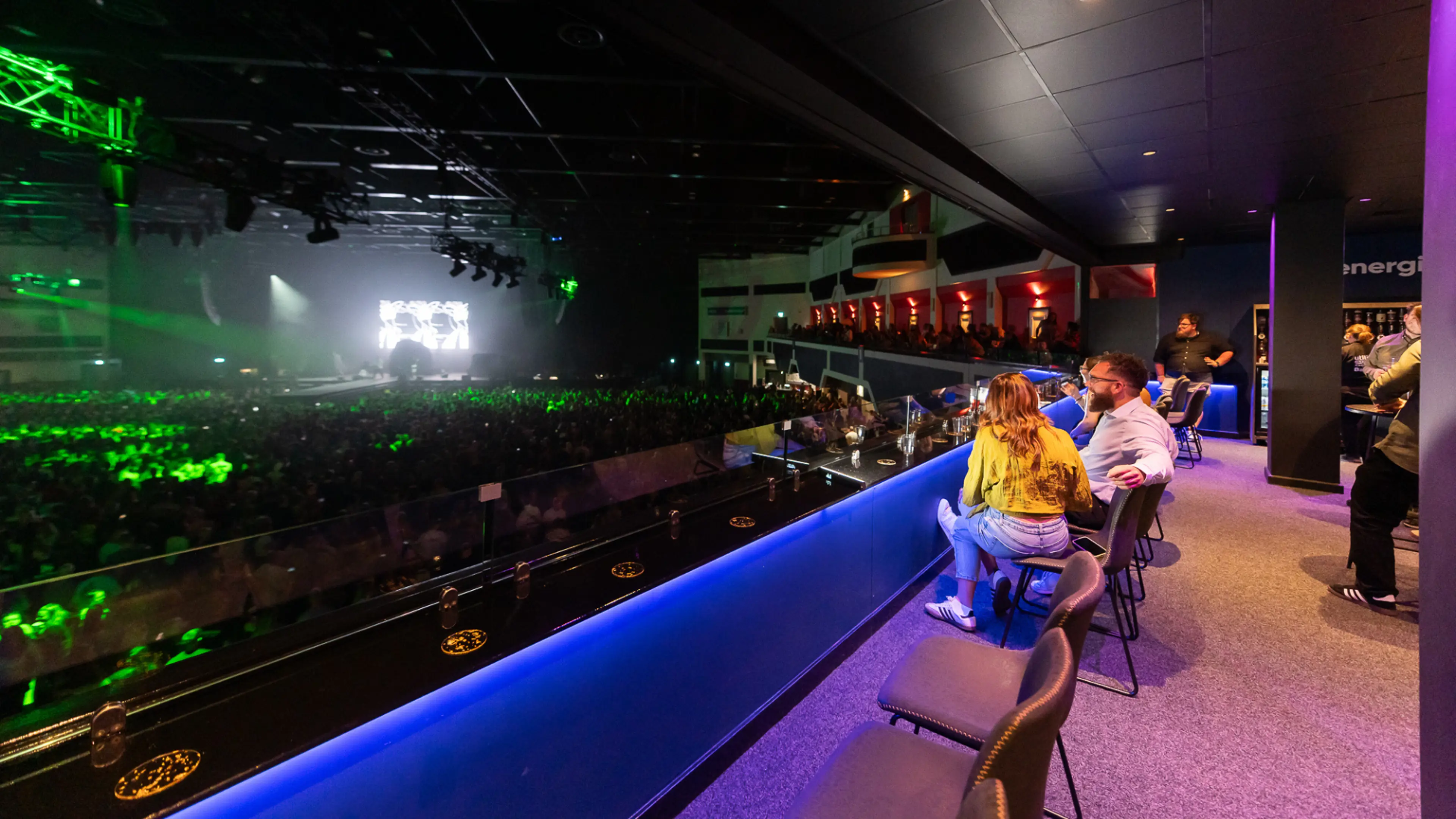 Audiences enjoying a show at the Energise Club at Utilita Arena Cardiff.