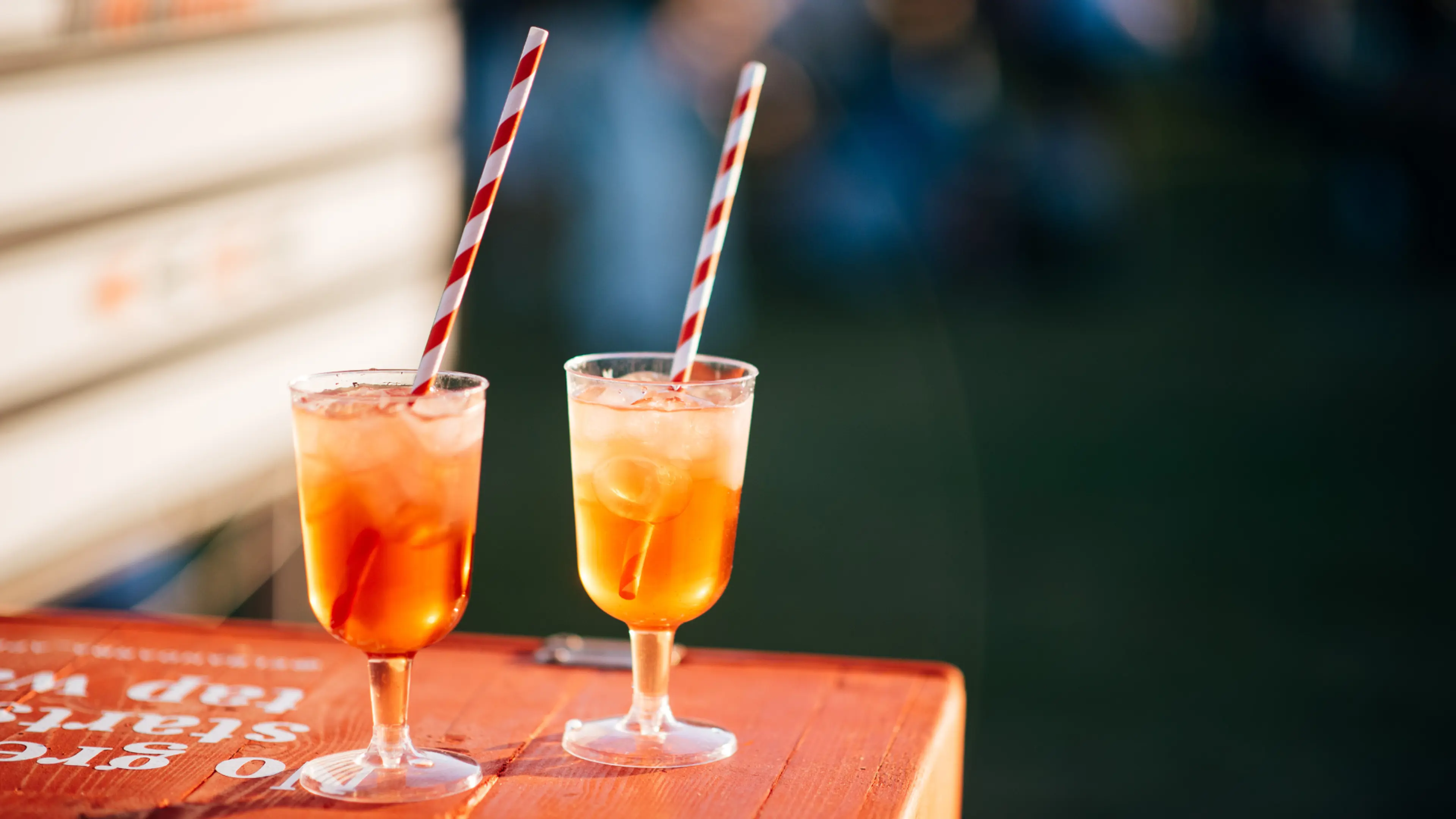 Two drinks with straws